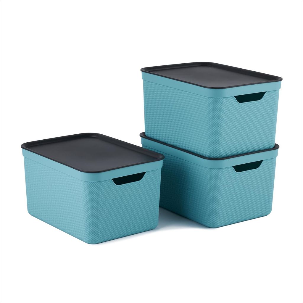 Jive opbergbox met deksel, 16 liter, 3-delig. Stapelbare Productafbeelding 