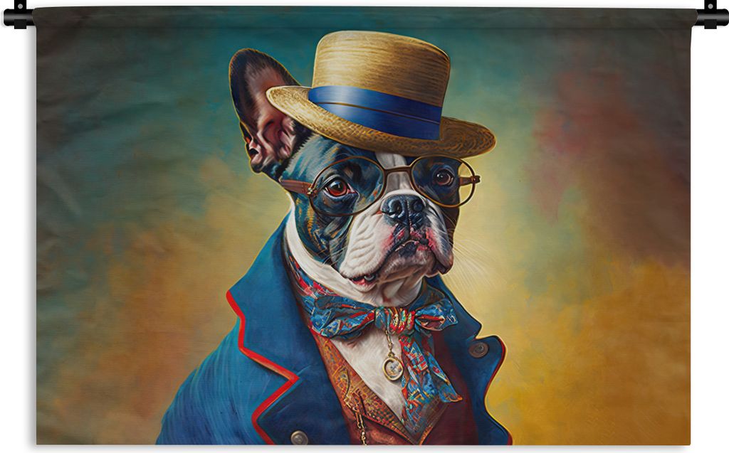 MuchoWow Wandteppich Wandbehang Hund - Kleidung - Accessoires - Farbe - Porträt 90x60 cm Tapisserie Dekoration Wandtuch - Wandskulpturen - Bildt...