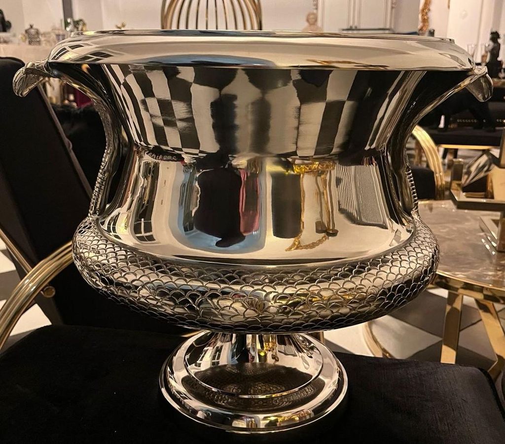 Casa Padrino Luxus Vase Cobra Schlangen Silber 59 x 47 x H. Produktbild 