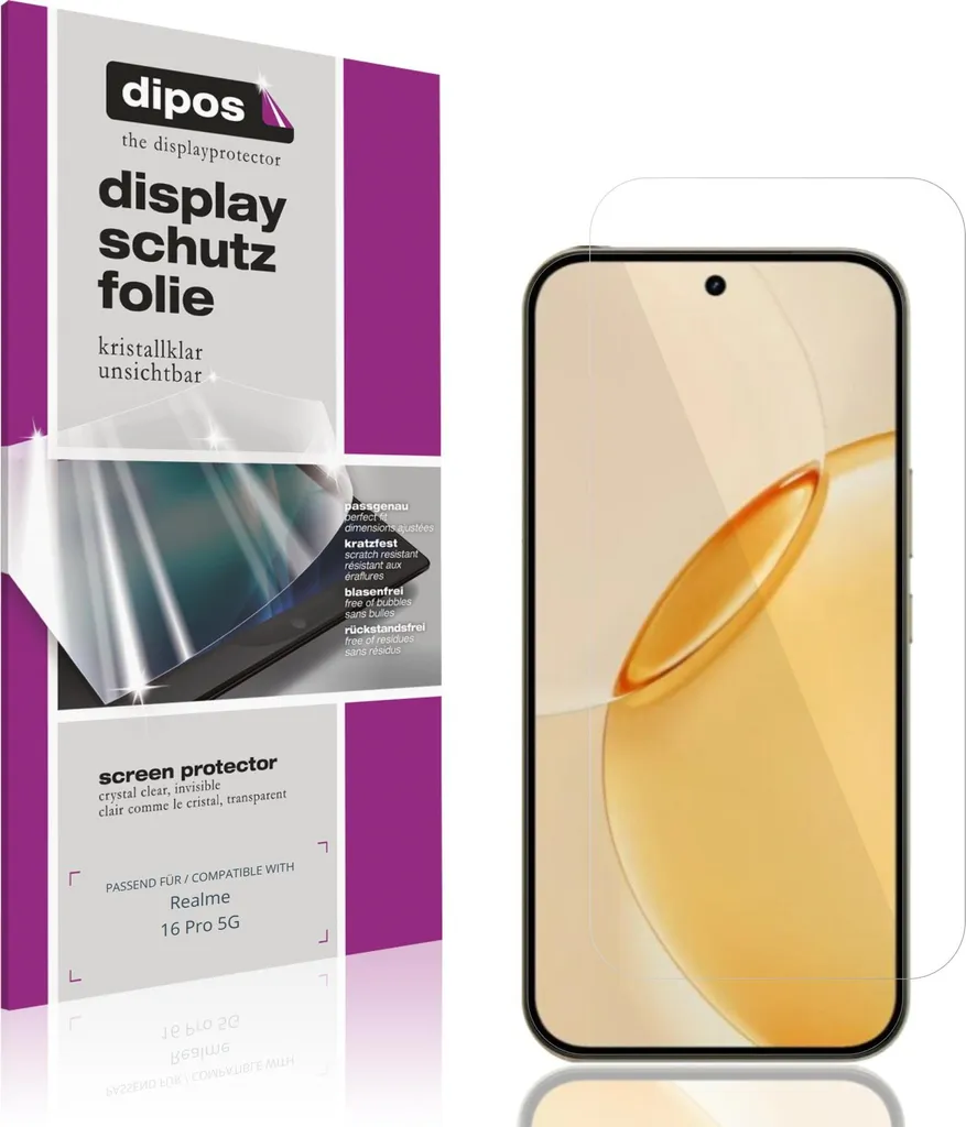 Kit 4x Protezione Schermo Realme 16 Pro 5G dipos Claro - No Bolle
