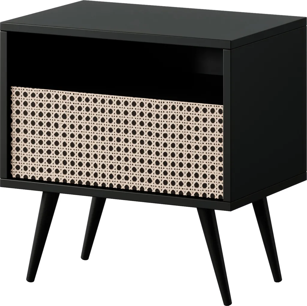 Table de chevet cannage avec tiroir de rangement pour la chambre