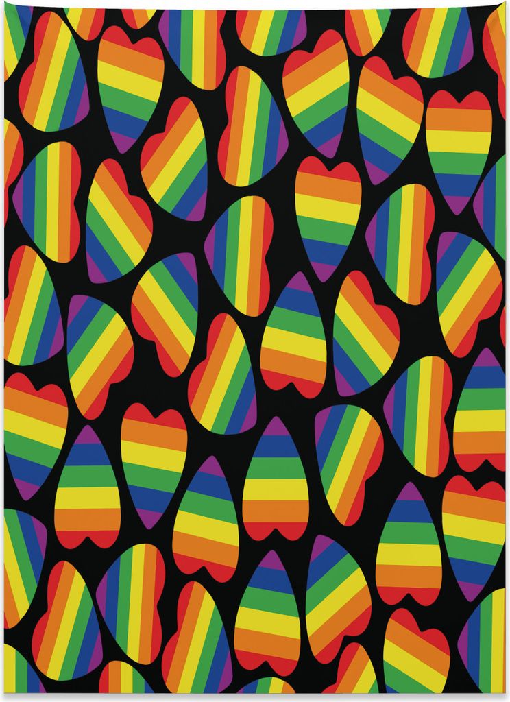 Abakuhaus Regenbogen Wandteppich, Herzen Gay Pride Flag aus Weiches Mikrofaser Stoff Kein Verblassen Klare Farben Waschbar, 110 x 150 cm, Mehrfarbig