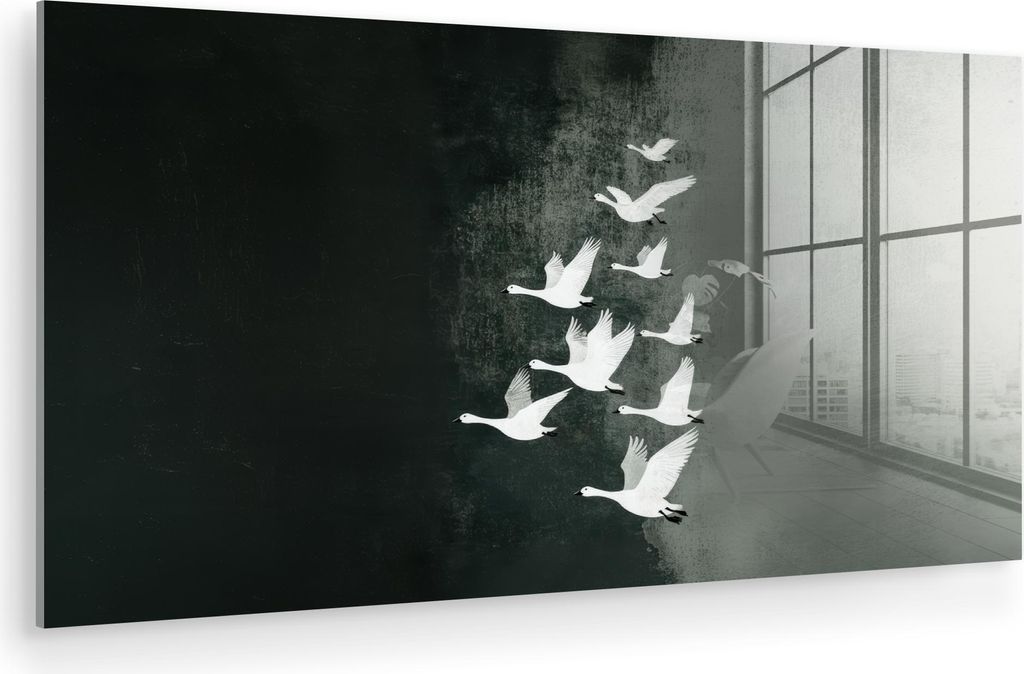 MuchoWow Glasbilder - Bilder auf Wandbild - Foto auf Glas Vogel - Japandi - Grün 120x60 cm Wanddekoration aus Glas - Acrylglasbild - Acrylbilder -...