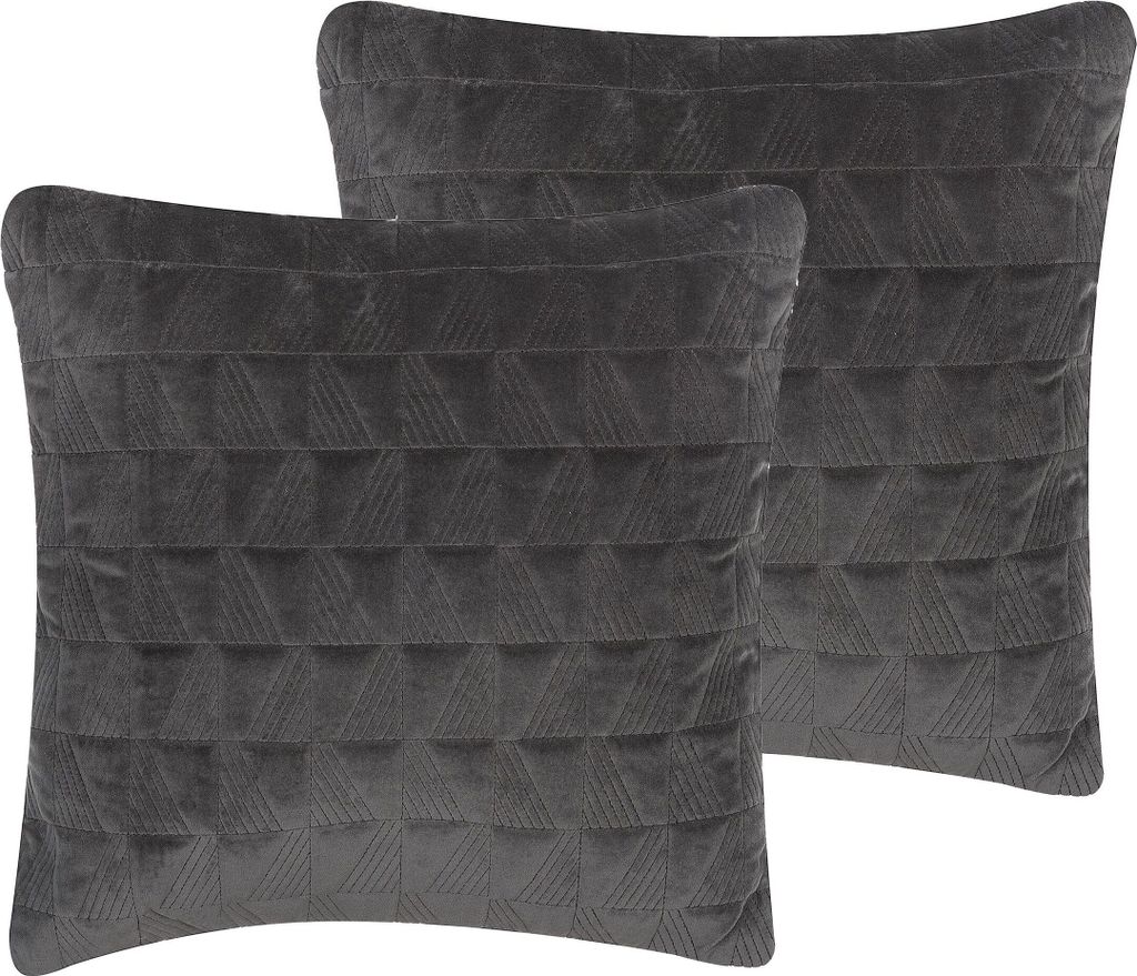BELIANI Dekokissen 2er Set Grau aus Baumwolle 45 x 45 cm Produktbild 