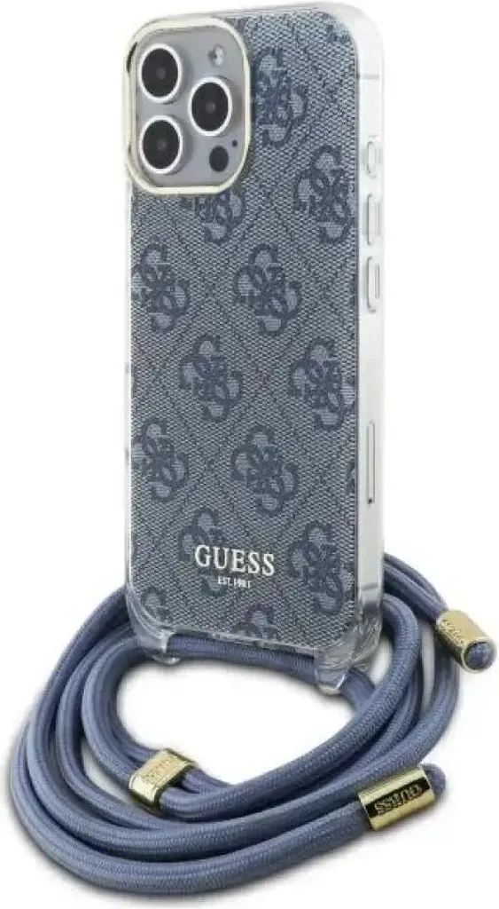 Guess Guhcp16Xhc4Seb Iphone 16 Pro Max 6.9 Niebieski/Blu Custodia rigida Crossbody Cord 4G Print