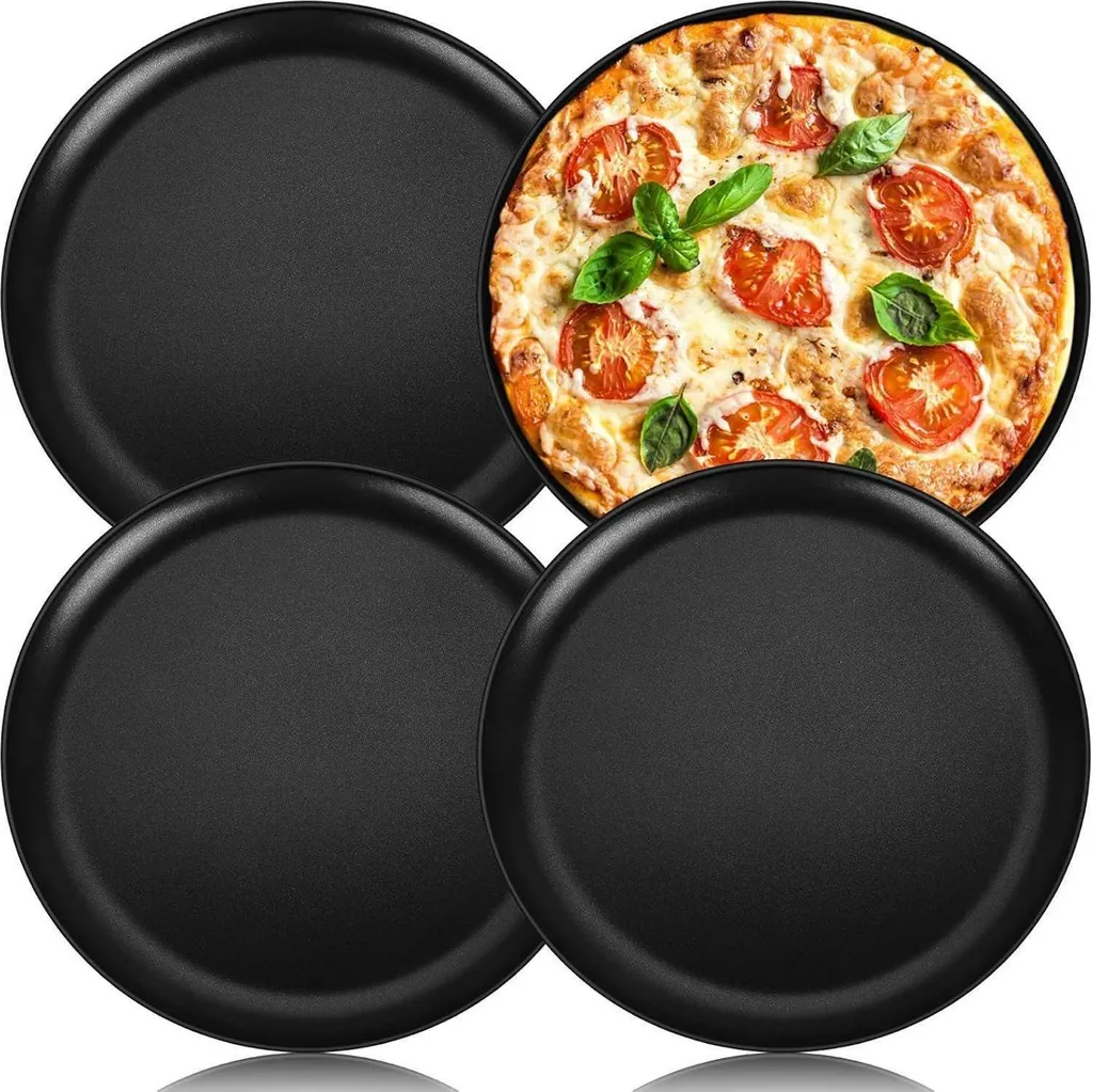 Teglie Pizza Antiaderenti 30cm Homikit Set 4 Pezzi in Acciaio Inox