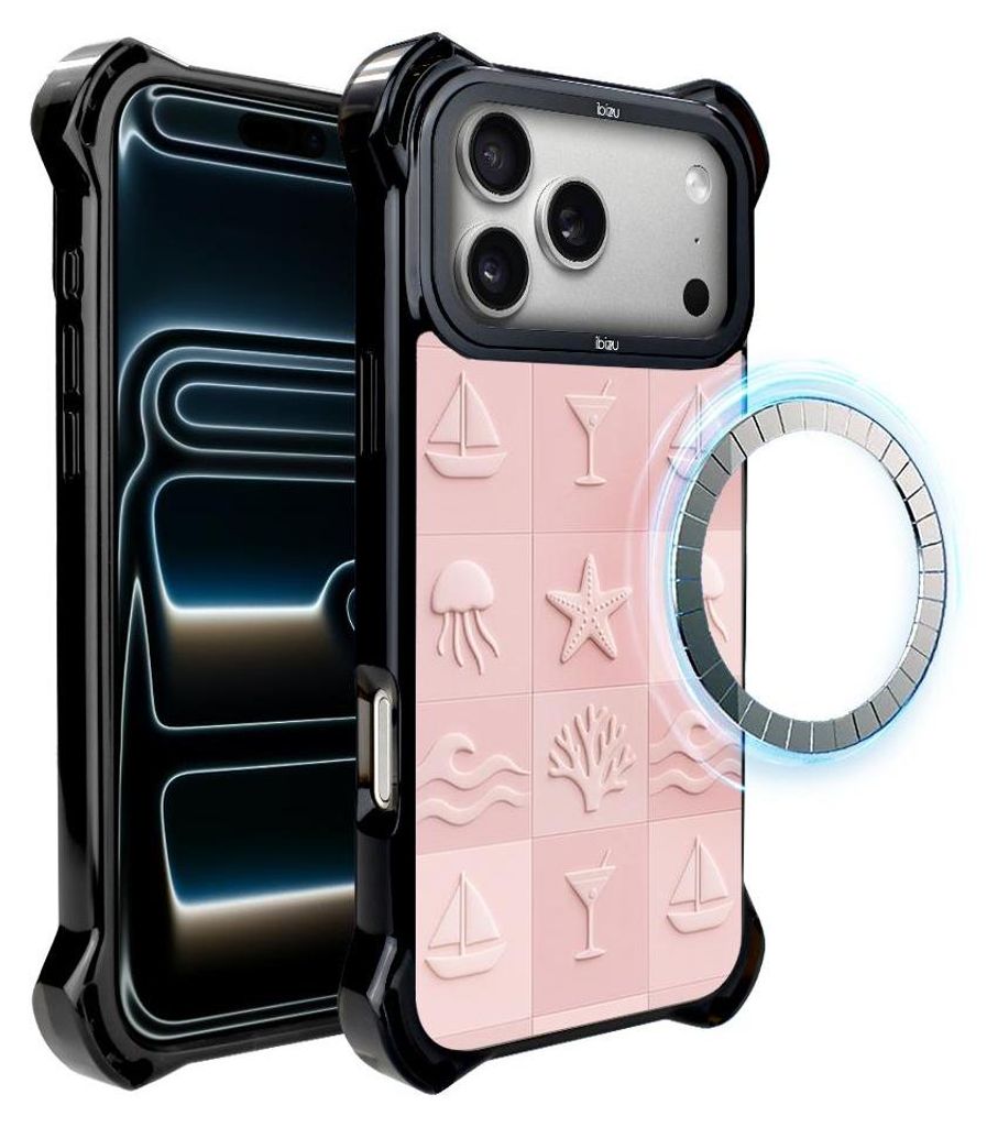 Schutzhülle für das iPhone 17 Pro, MagSafe-kompatibel, verstärkte Ecken, schwarz, Korallen, rosa