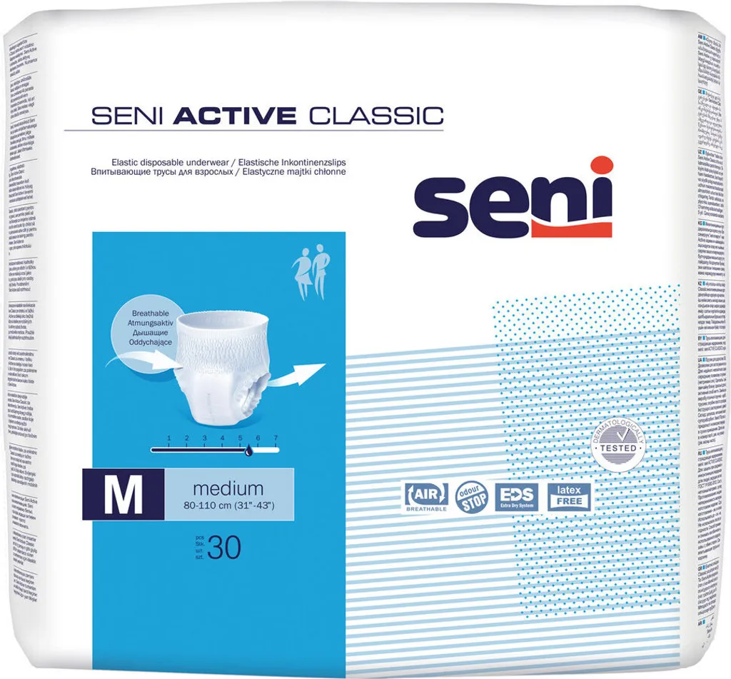 Seni Active Classic Medium Slip d'incontinence 90 pièces protection