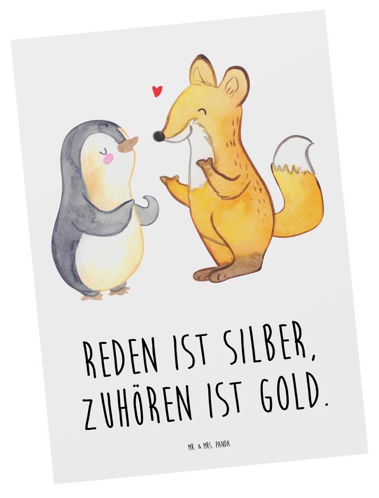 Mr. & Mrs. Panda Ansichtskarte Konflikte friedlich lösen - Weiß - Geschenk, Ansichtskarten, Postkarte, Inspiration, Streitschlichtung, Vertrauem,...