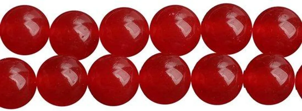 Perles en pierre précieuse calcédoine rouge 6mm, rang de 38cm en griffes