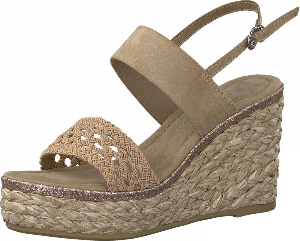 MARCO TOZZI Damen Pantolette Sandale Sandalette Keilsandale Keilsandalette, Farbe:Braun (Nude), Größe:EUR 41