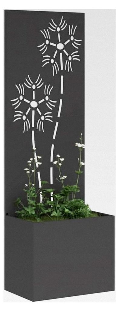 Blumenkästen mit Sichtschutz, Hochbeet, Blumenbeet, Schwarz, 50 x 140 cm