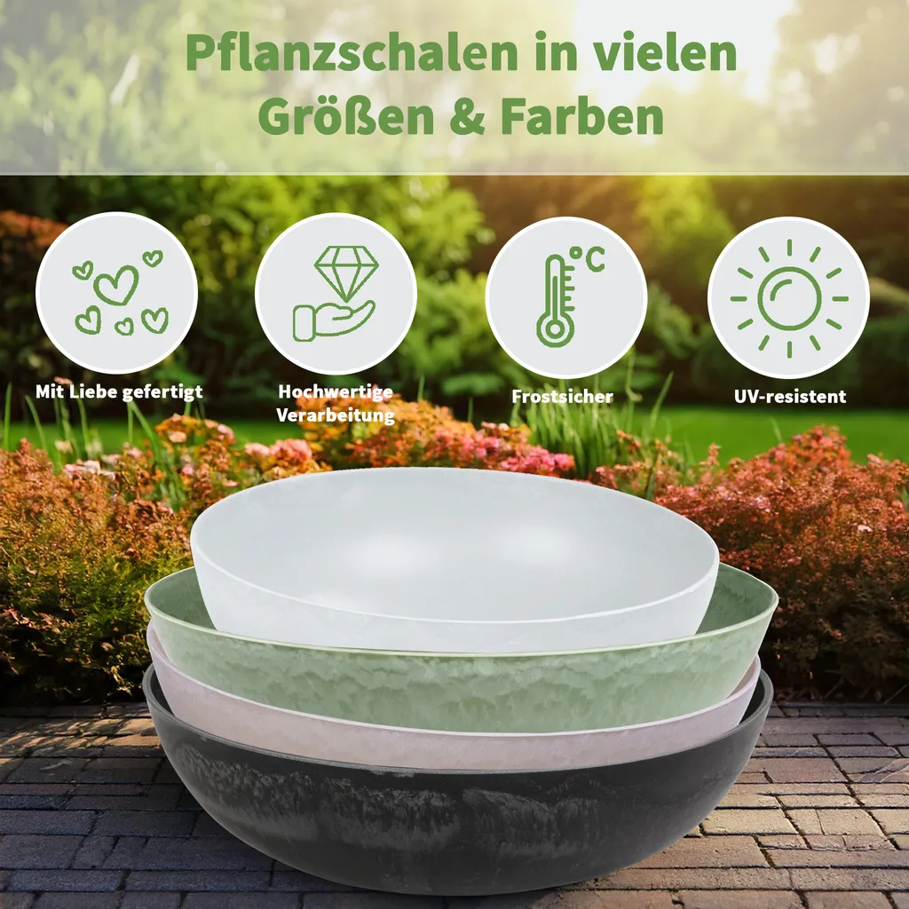 Bac à fleurs d'extérieur 45 cm gris clair marbré pour terrasse et patio