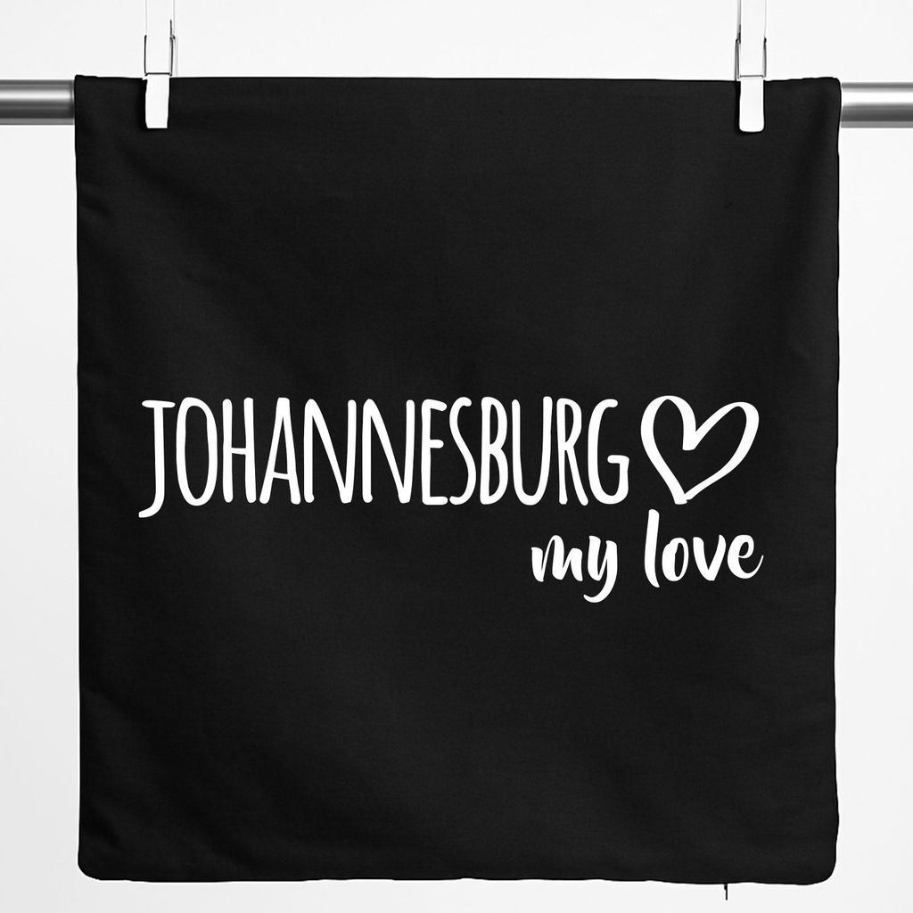 Huuraa Kissenbezug Johannesburg my love 40x40cm Black Baumwolle Dekokissenbezug Geschenkidee