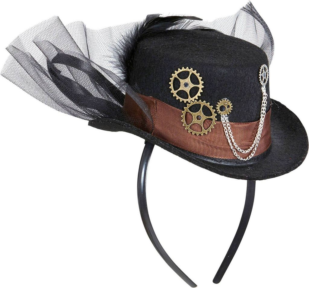 Mini-Zylinder mit Zahnrädern - Fasching Halloween Kostüm Produktbild 
