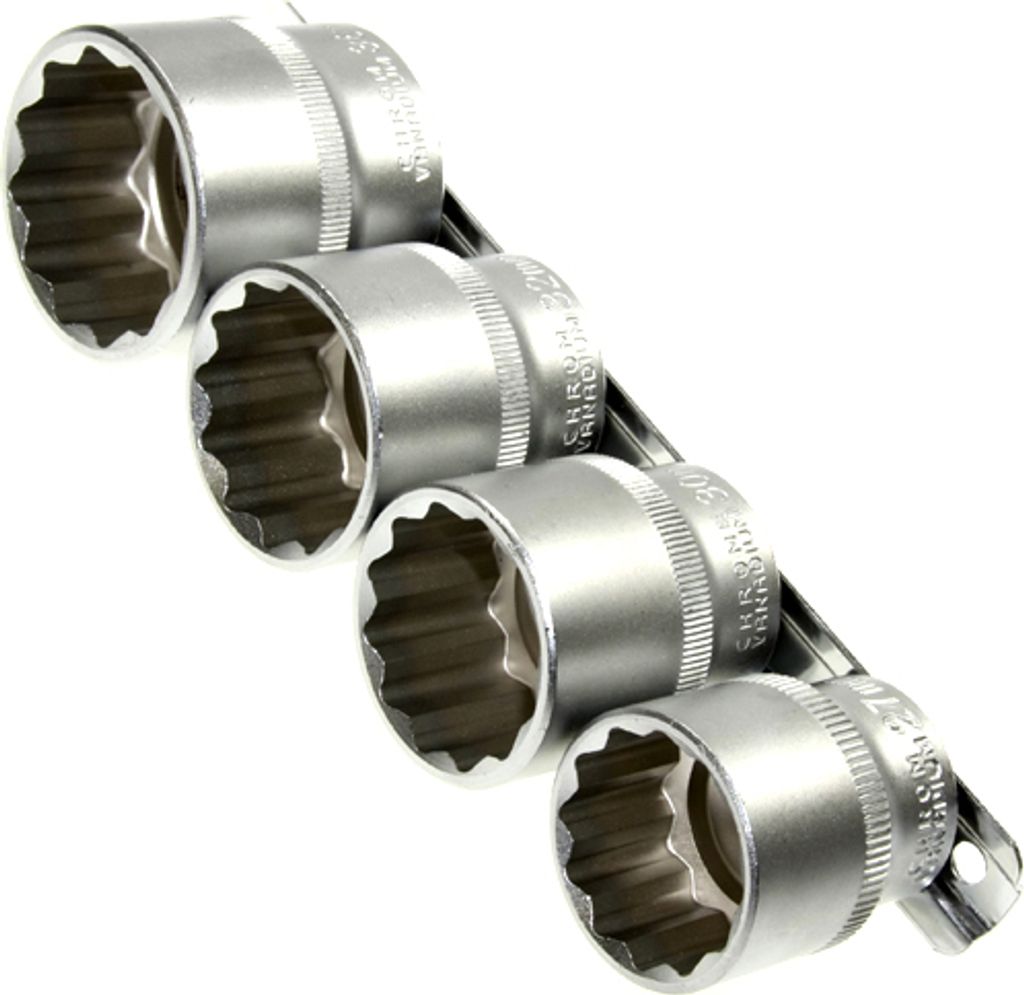 Steckschlüsseleinsätze Stecknuss VIELZAHN 12-KANT 27 30 32 36 mm auf Steckleiste