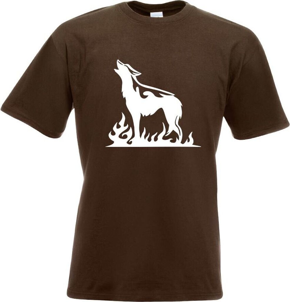 Kiwistar - T-Shirt - Chocolate - Flammenwolf Motiv Bedruckt Funshirt Design Print - mit Motiv Bedruckt - Funshirt Design - Sport - Freizeit - Herre...