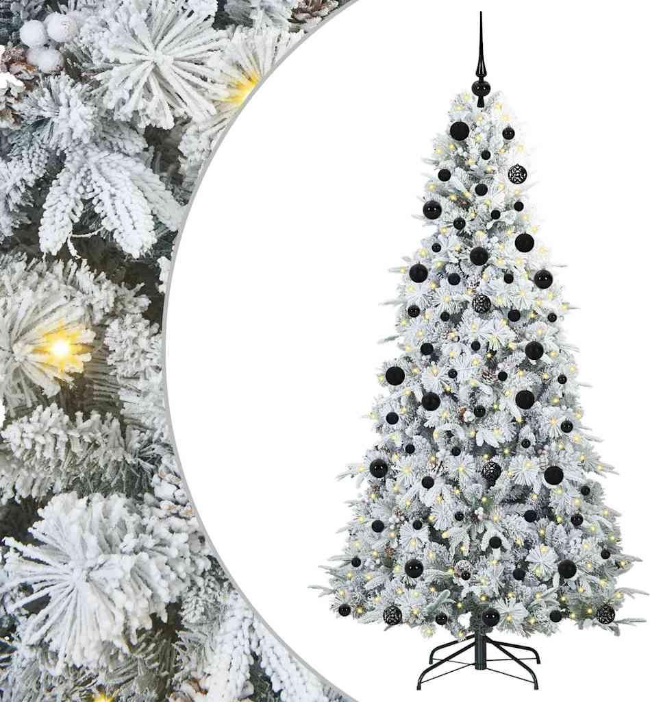 vidaXL Künstlicher klappbarer Weihnachtsbaum Weiß 210 cm PE und PVC