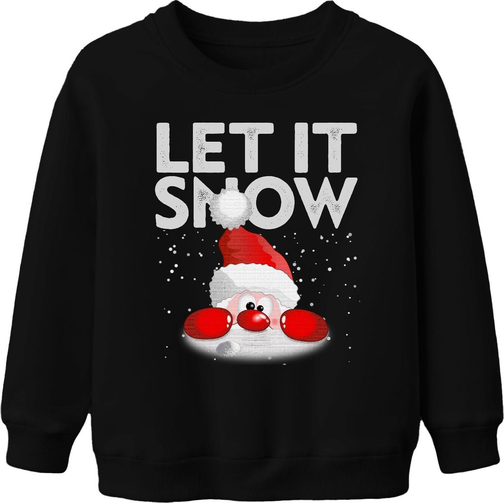Let It Snow Weihinachtsmann - Weihnachten Weihnachtsgeschenk Christmas Uni Kinder Weihnachtspullover, Schwarz, 104