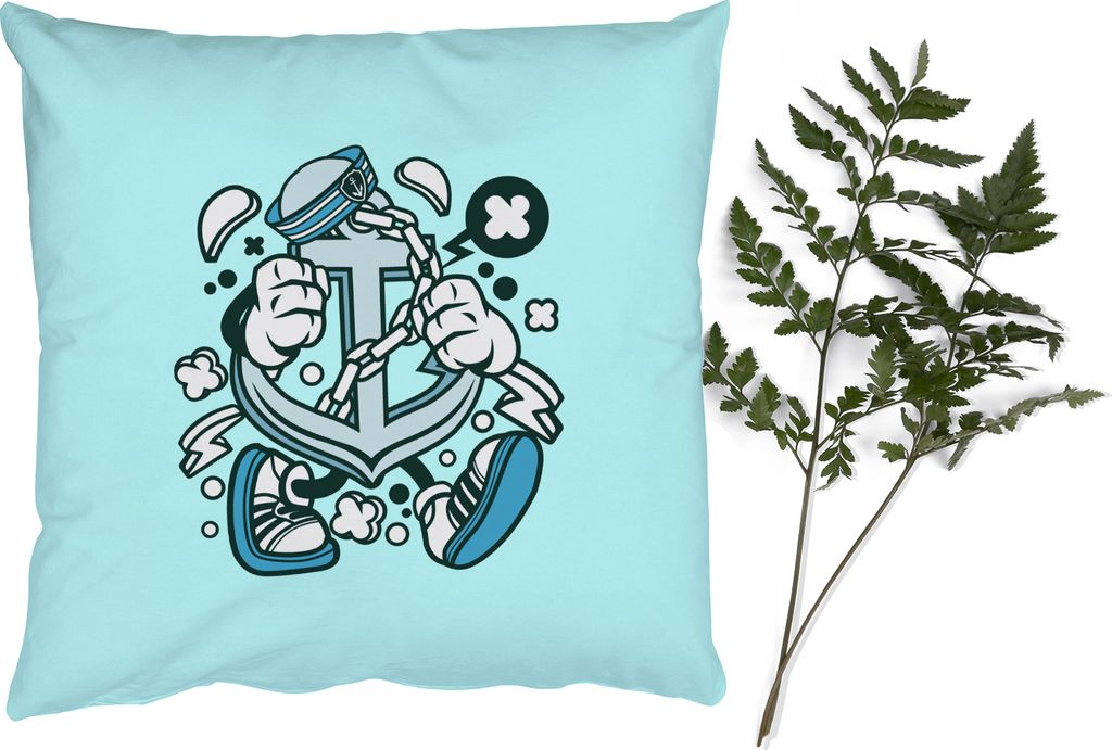 MuchoWow Zierkissen Sofakissen Wohnzimmer Dekokissen 45x45 cm Anker - Blau - Vintage - Schlafpolster - Polster für das Sofa