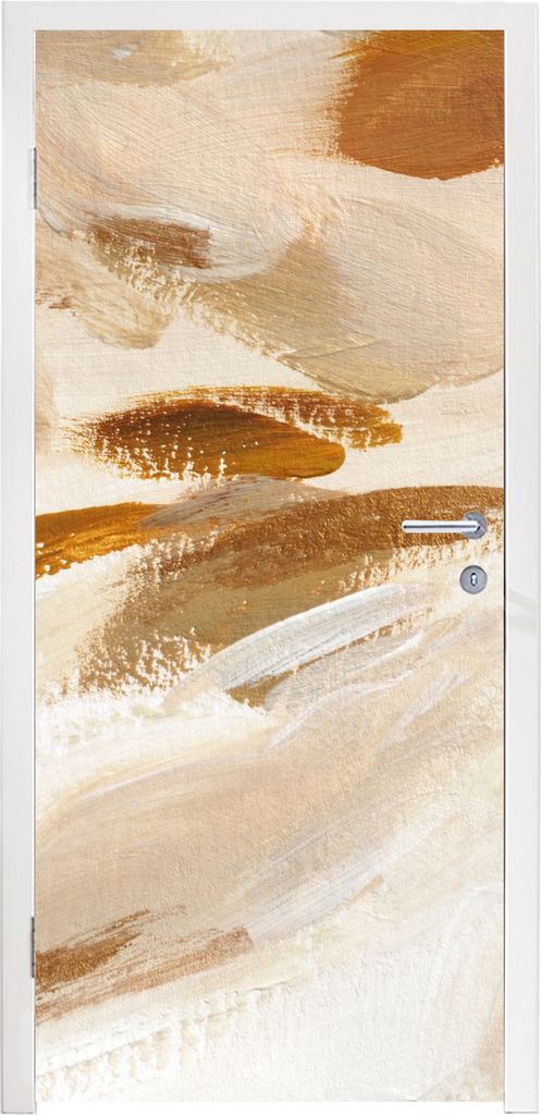 MuchoWow Türtapete Selbstklebende Türfolie Farbe - Beige - Weiß 90x215 cm Türposter Türaufkleber Klebefolie Türklebefolie - Plakat an der T...