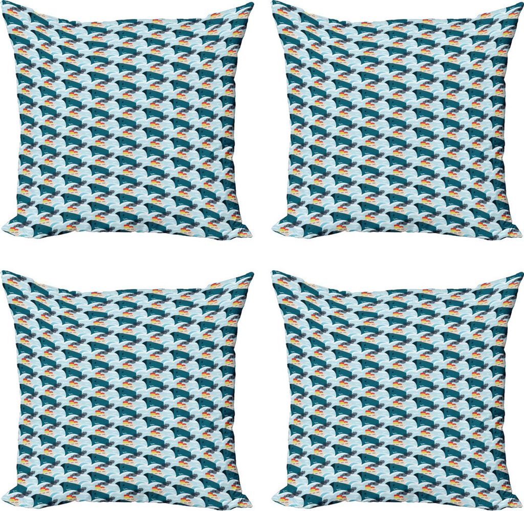 ABAKUHAUS Marine Kissenbezug Set (4 Stück), Schiff Wellen Circular Vapor, Moderner Doppelseitiger Digitaldruck, 50 cm x 50 cm, Mehrfarbig