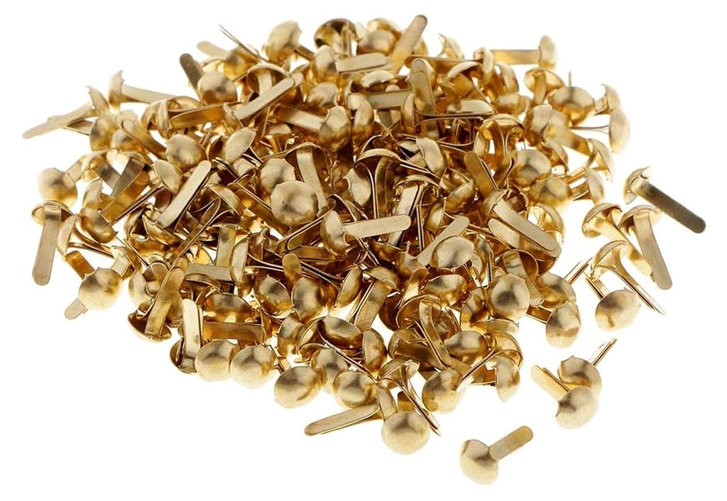 200 Stück Mini-Brads, Metall-Papierbefestigungen für Scrapbooking und Bastelarbeiten (Gold)