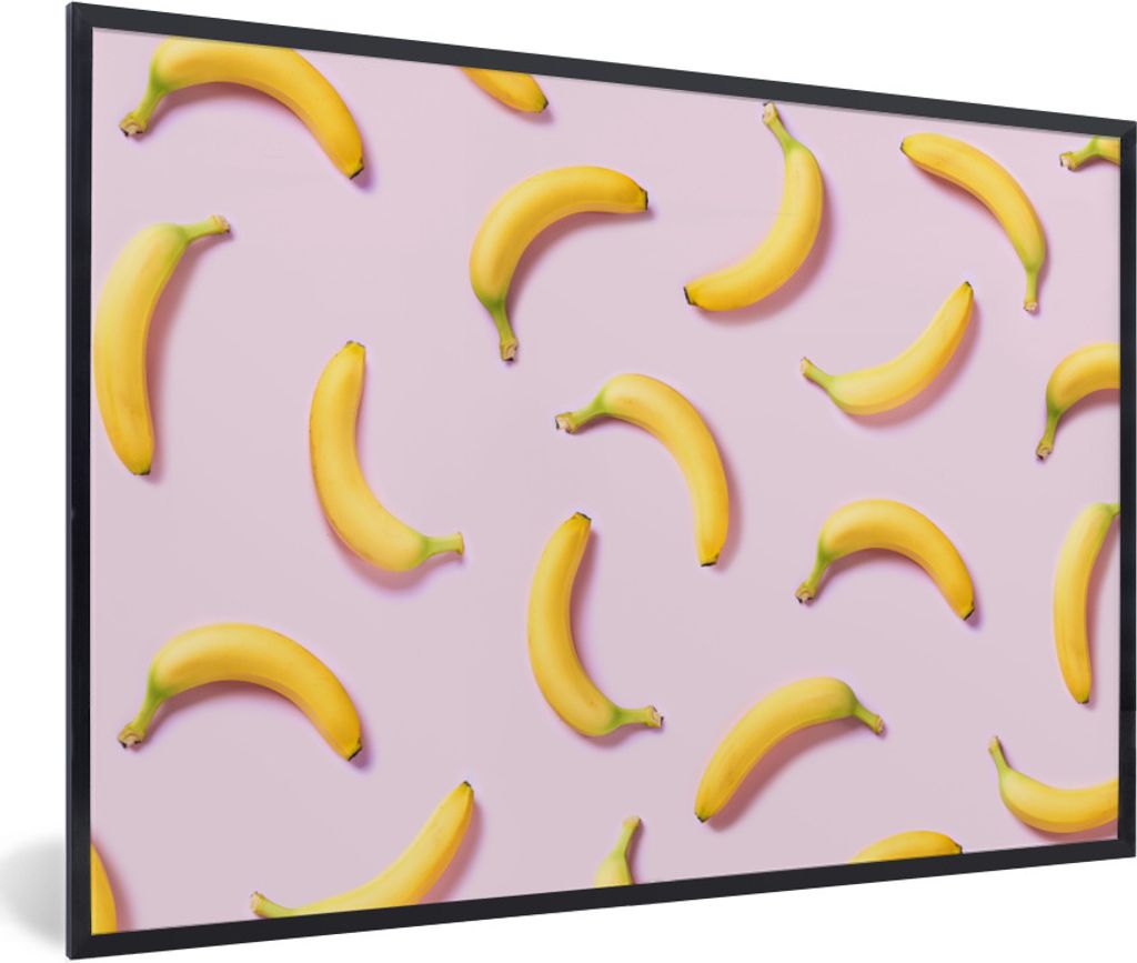 MuchoWow Gerahmtes Poster Banane - Rosa - Pastell 30x20 cm - Poster mit Schwarzem Bilderrahmen Wandposter Rahmen Foto Bilder - Kunstdruck - Bild-...