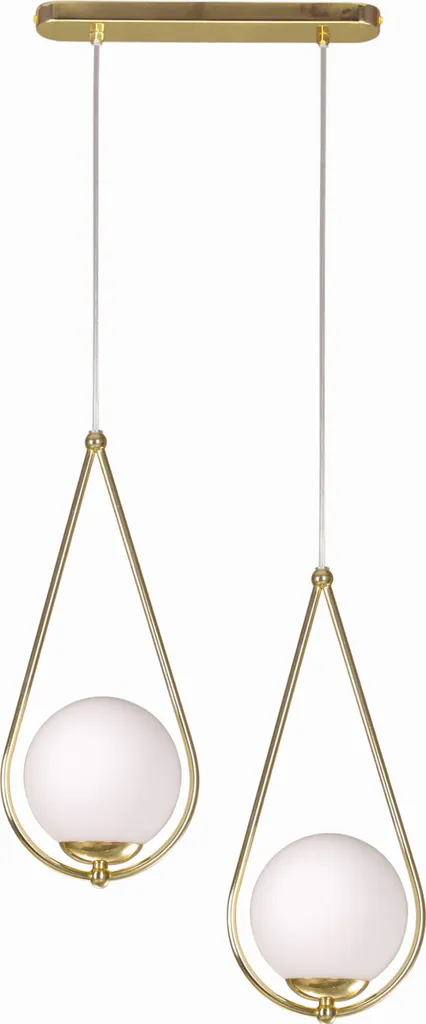 Suspension NEVE bicolore laiton blanc 2 lumières E27 grand format 90cm