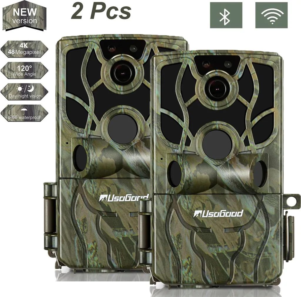 Caméra de chasse WiFi 48MP 1296P Vision Nocturne Infrarouge IP66
