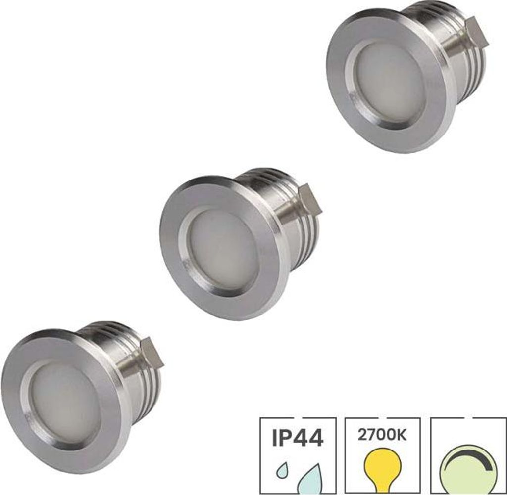 3-er Set LED-Mini-Einbaustrahler | 3 Watt dimmbar | 2700K Produktbild 
