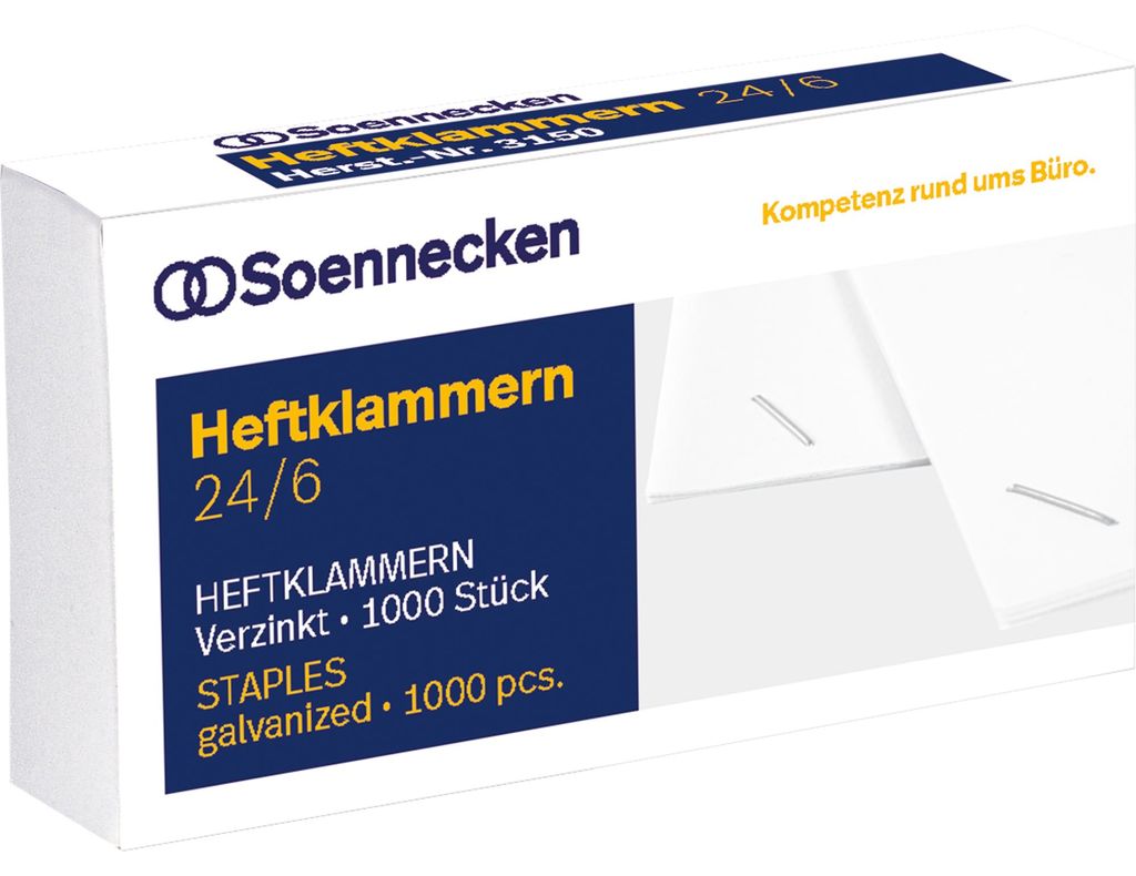 Soennecken Heftklammern 3151 24/6 verzinkt 1.000 St./Pack. Zdjęcie produktu 