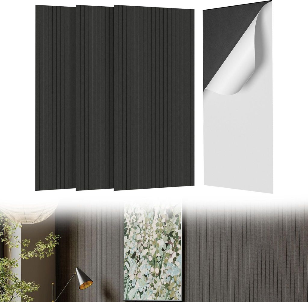 UISEBRT 4x Akustikplatten 120x60cm selbstklebend, Schallschutz Wandpaneele, Hochdichte Schalldämmung, Schallabsorber für Heimkino Studio Büro, S...