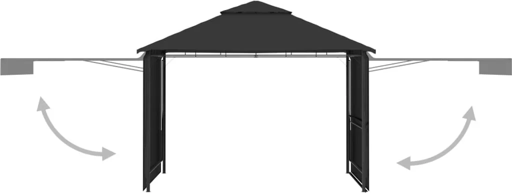 Tonnelle de Jardin avec Toit Double Extensible 3x3m en Polyester 180g - 2