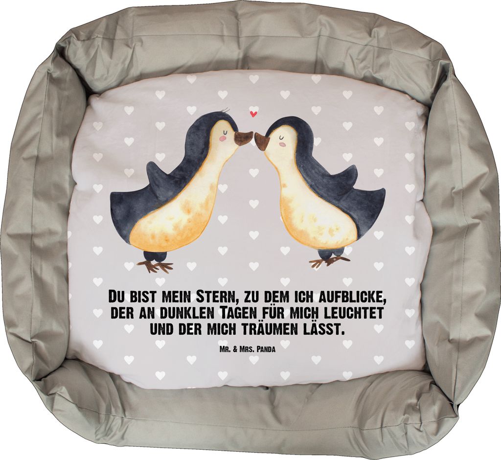 Mr. & Mrs. Panda Hundekörbchen Pinguin Liebe - Grau Pastell - Geschenk, Vatertag, Geschenkidee, Love, Hund, Hochzeitstag, isoliert, Freundin, Mutt...