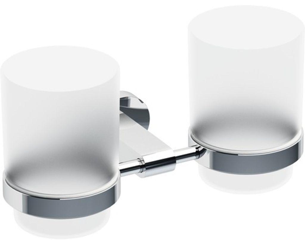 Ravak Chrome - Halter mit zwei Zahnputzbechern, Chrom/Glas X07P189