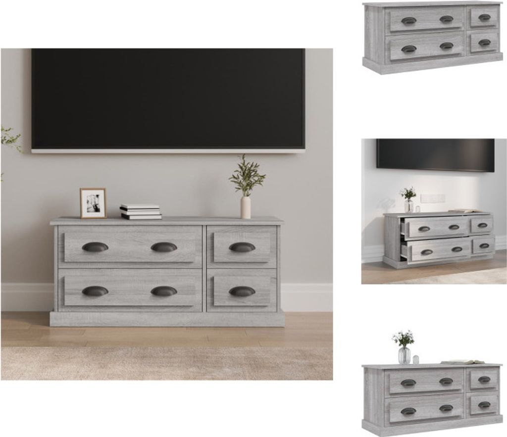 vidaXL TV-Schrank Grau Sonoma 100x35,5x45 cm Holzwerkstoff - TV-Möbel