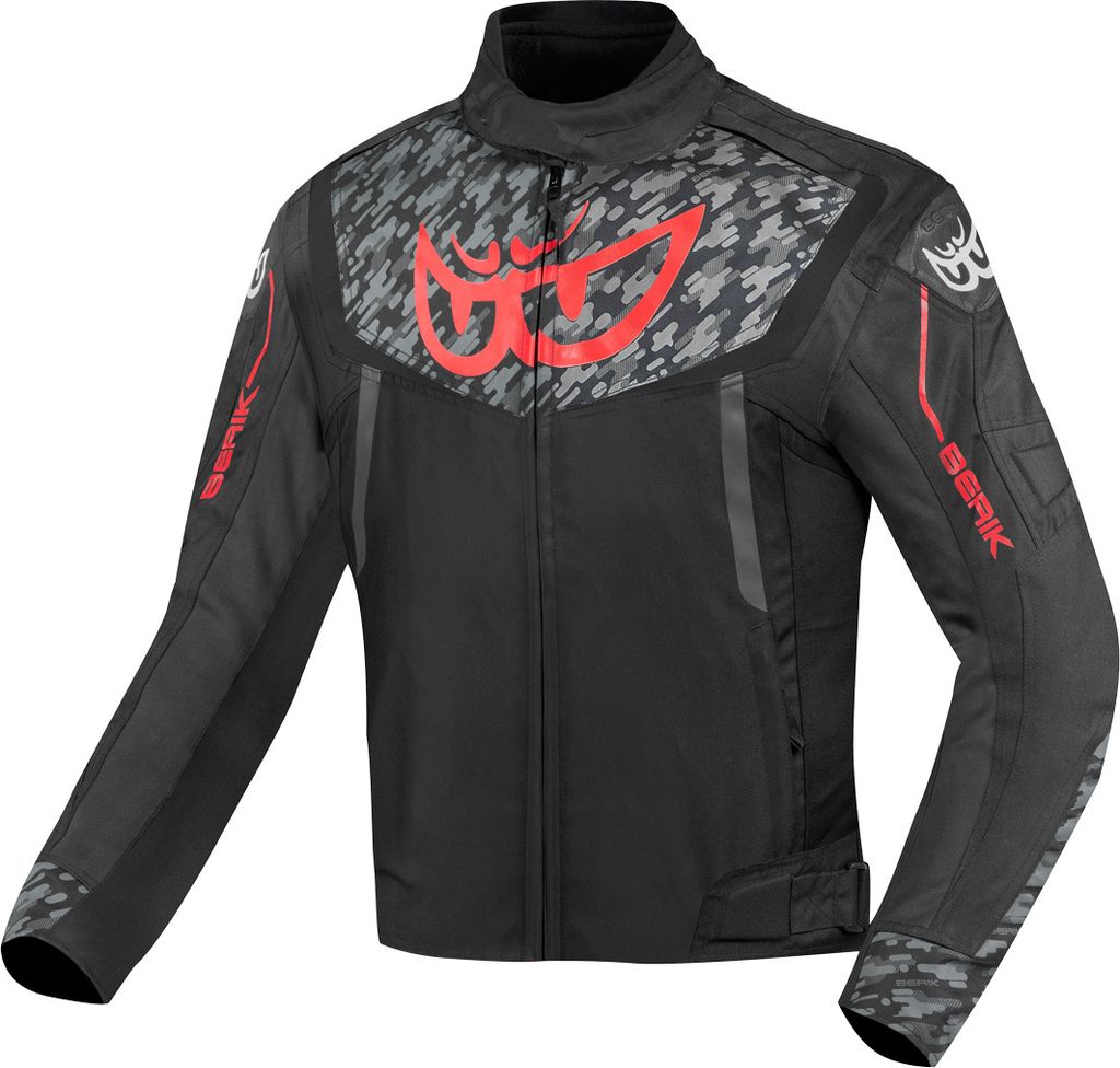 Berik Camo Street wasserdichte Motorrad Textiljacke, schwarz/rot, 56