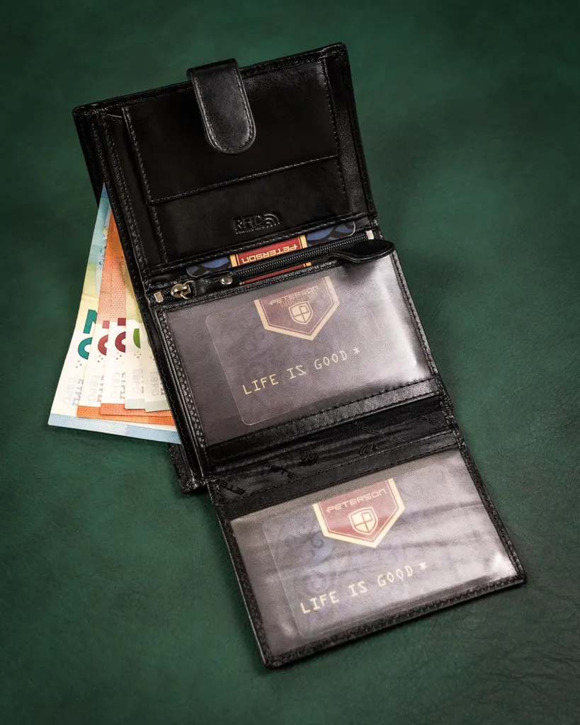 Affare! Set Peterson Portafoglio Uomo + Portachiavi Pelle RFID - 11
