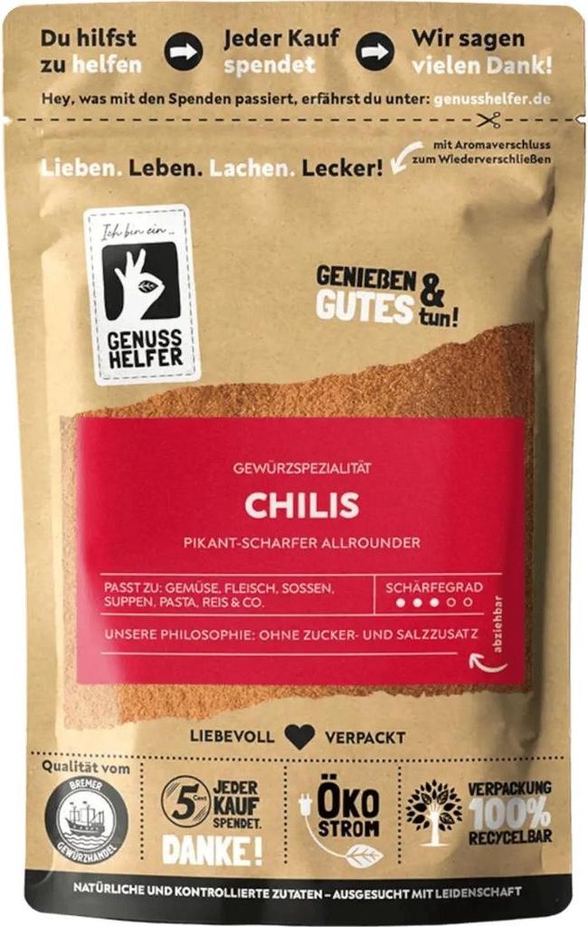 Chilis, gemahlen, Chilipulver mittelscharf, ideal zum Kochen, 10 x 50g