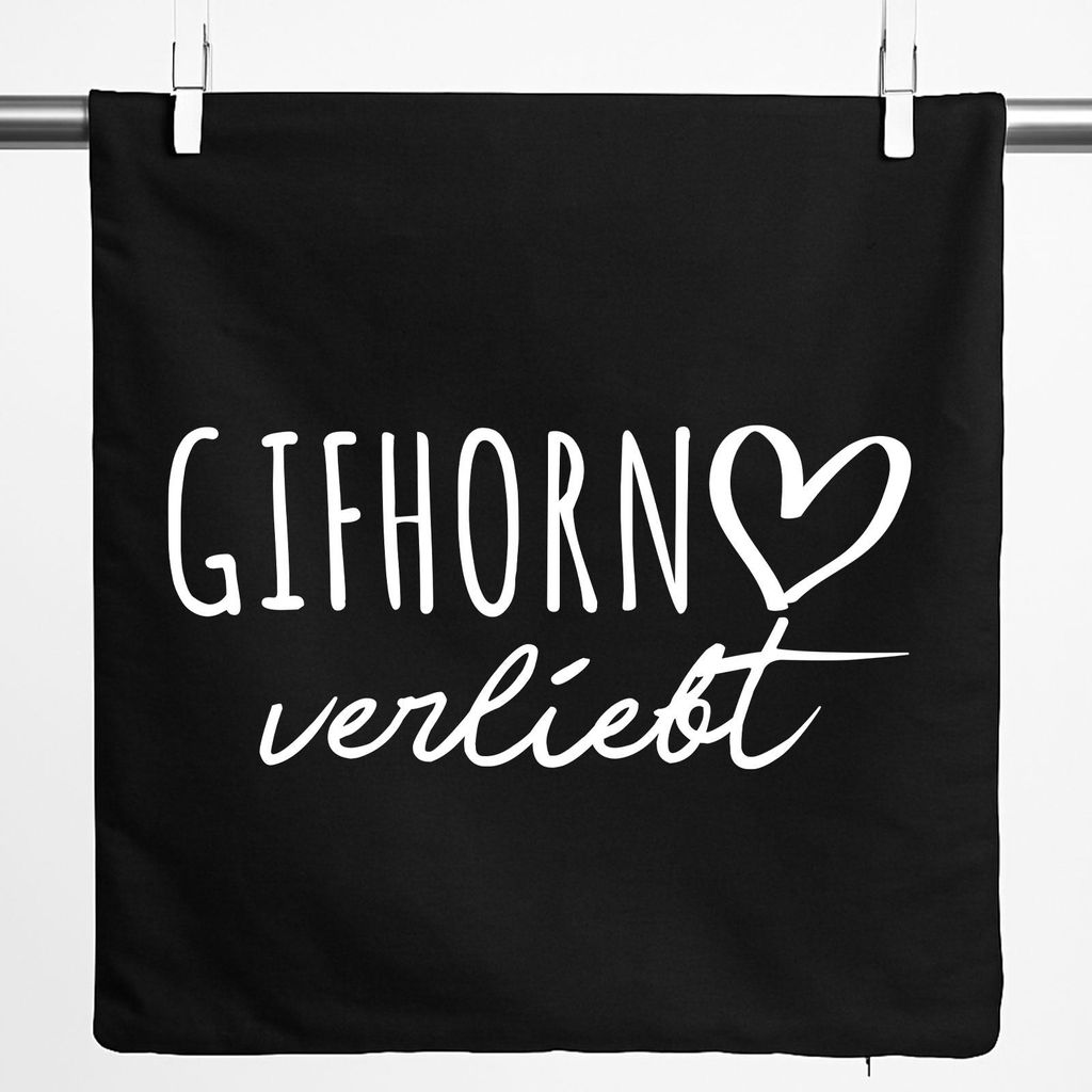 Huuraa Kissenbezug Gifhorn verliebt 40x40cm Black Baumwolle Dekokissenbezug Geschenkidee