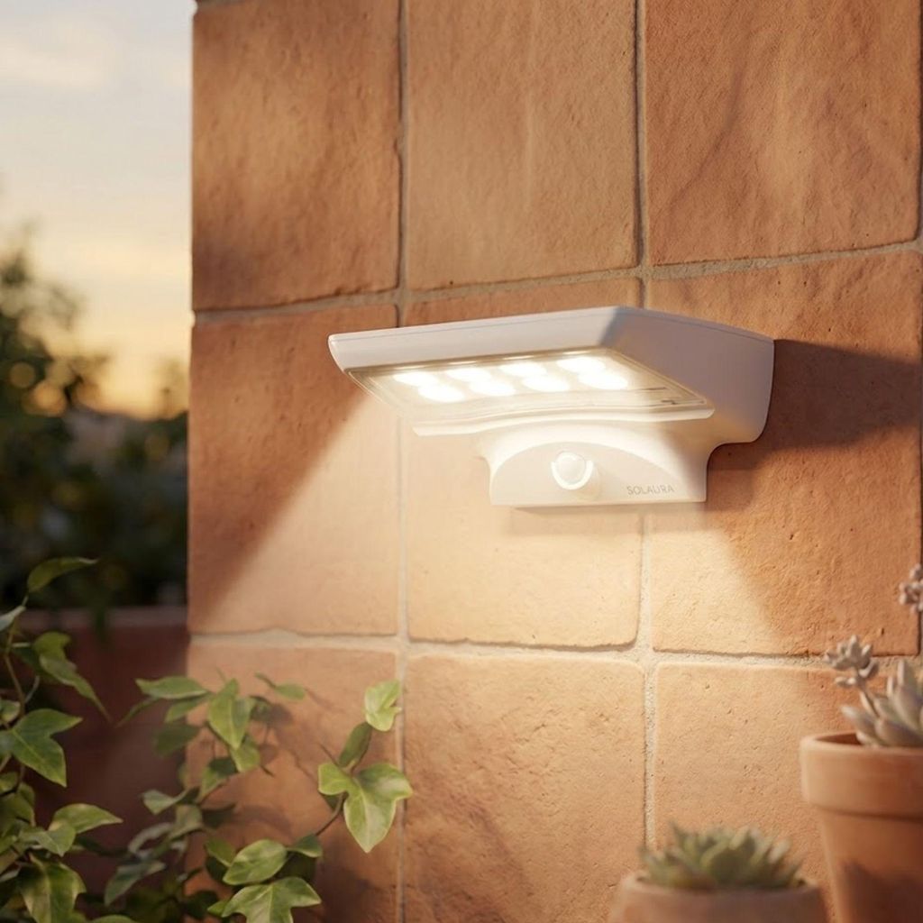 Telefunken LED Außenlampe 4W Solar Sensor Wandleuchte IP44 Bewegungsmelder Weiß