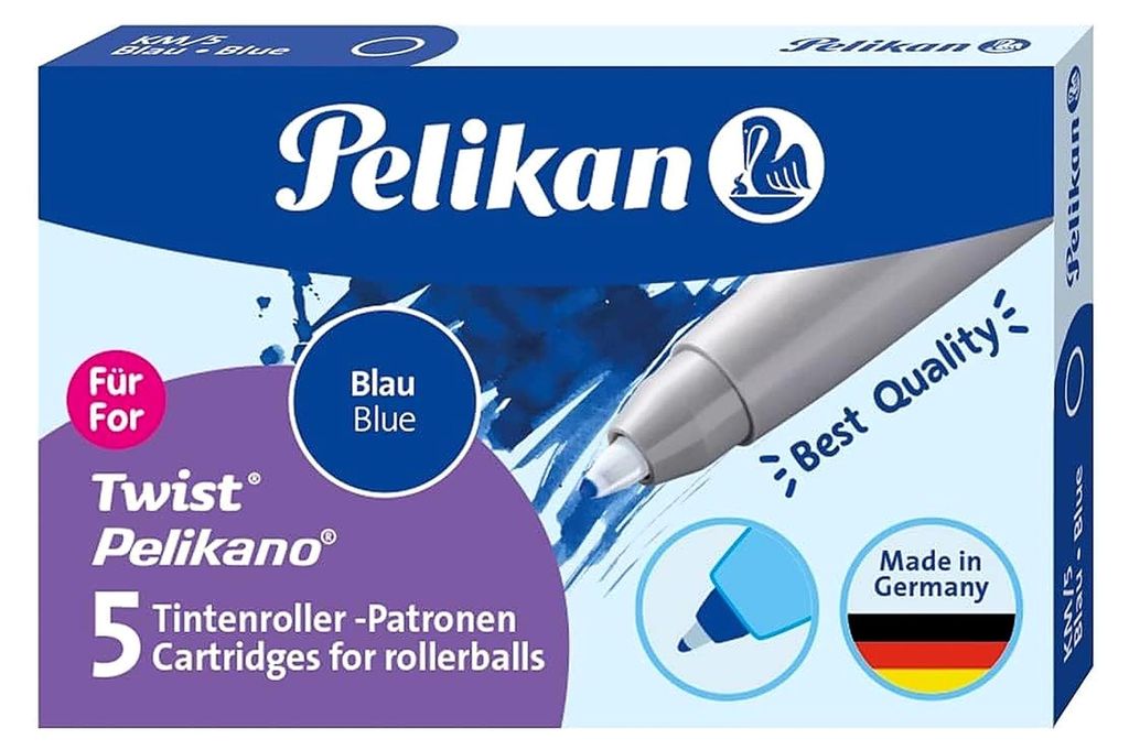 Pelikan 943399 Patronen für Tintenroller, blau, 5 Stück