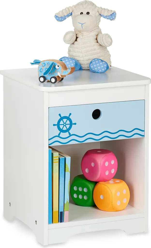 Petite table de nuit blanche pour enfant avec tiroir à glissière douce