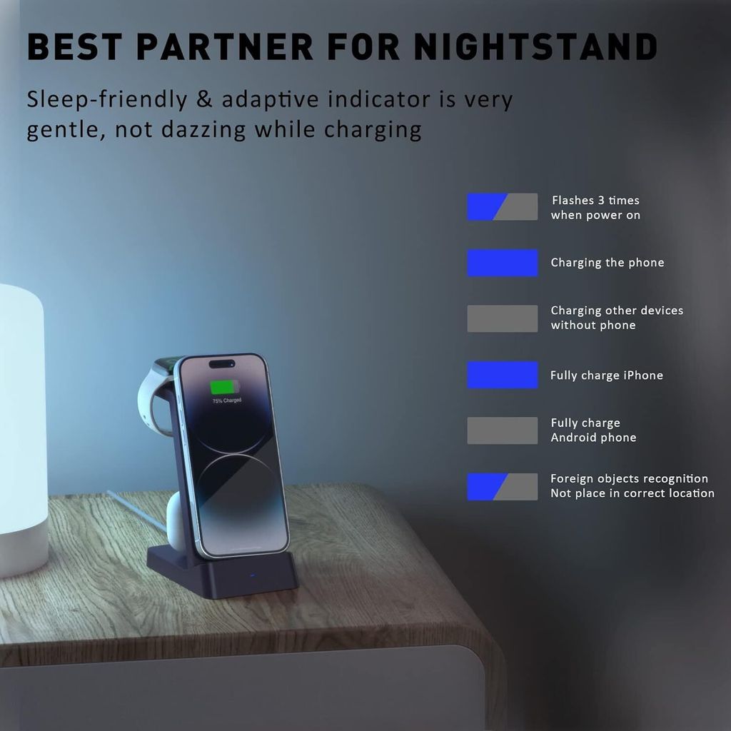 Kabellose 3-in-1 Ladestation für iPhone, Apple Watch und Produktbild 7