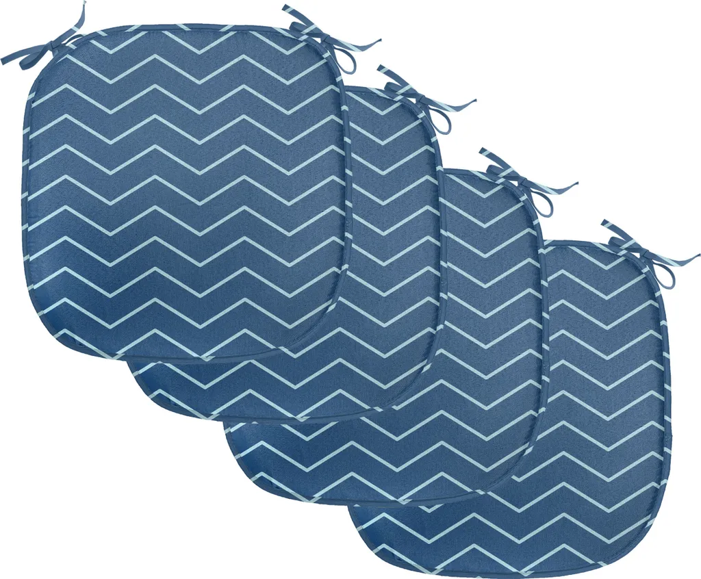 ABAKUHAUS Rivestimento blu navy per sedie da sala da pranzo, linee a zig zag chevron, cuscino decorativo impermeabile con cinturini per sedie da cucina, 40 cm x 40 cm - confezione da 4, azzurro blu scuro