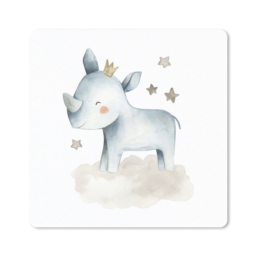 MuchoWow Mauspad Mousepad Nashorn - Sterne - Wolke 20x20 cm - Mousepads - Maus Mat - Pad - Mausunterlage - Desk Mat - Bureauartikeln