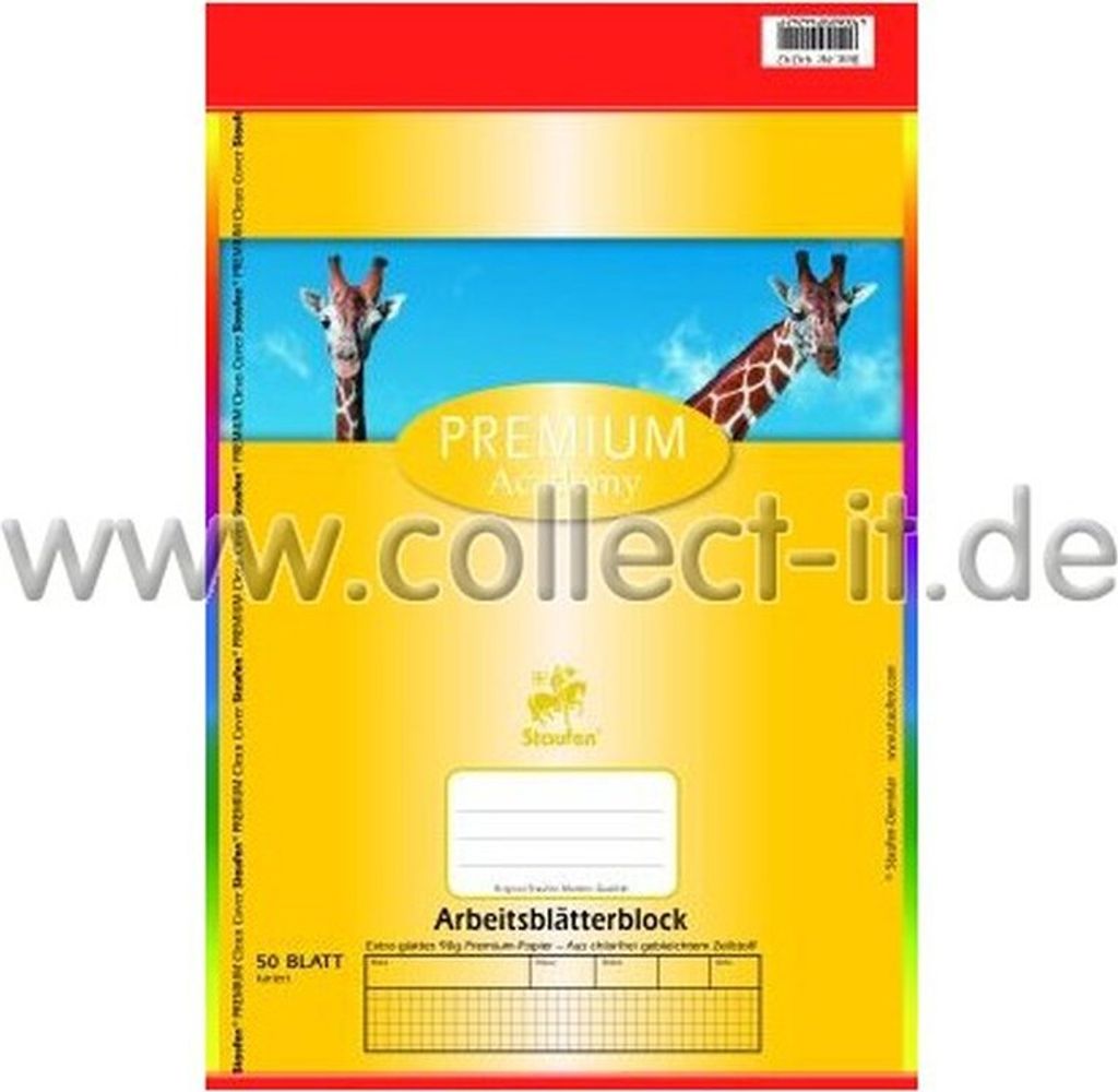 Staufen 734044242 Arbeitsblätterblock PREMIUM LIN 22 - A4, 80 g/qm, 50 Blatt, beidseitig kariert mit Rahmen