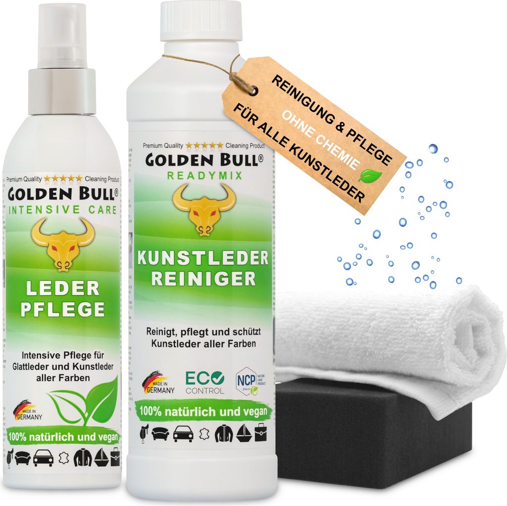 Golden Bull® Kunstleder Reiniger & Kunstleder Pflege Set - Produktbild 