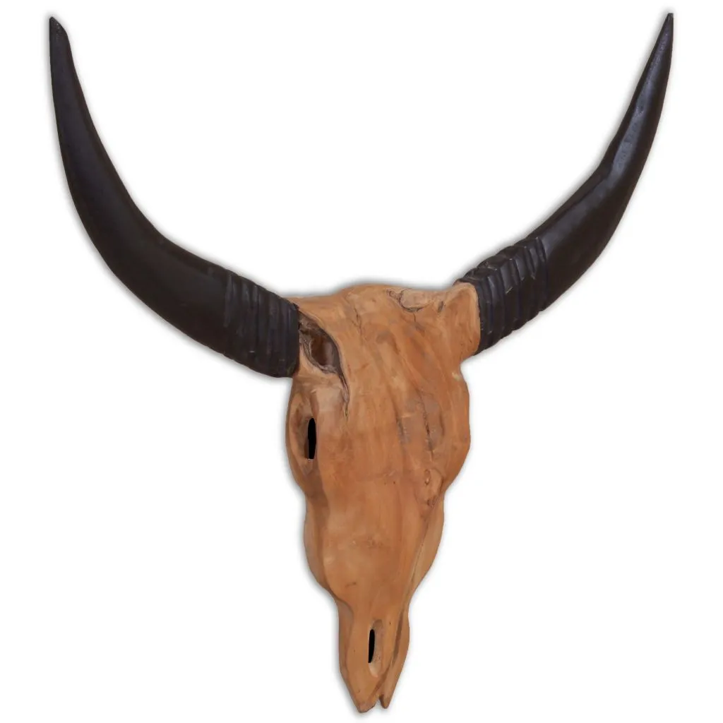 Sculpture murale tête de taureau en teck vidaXL - Déco 69 x 6 x 60 cm
